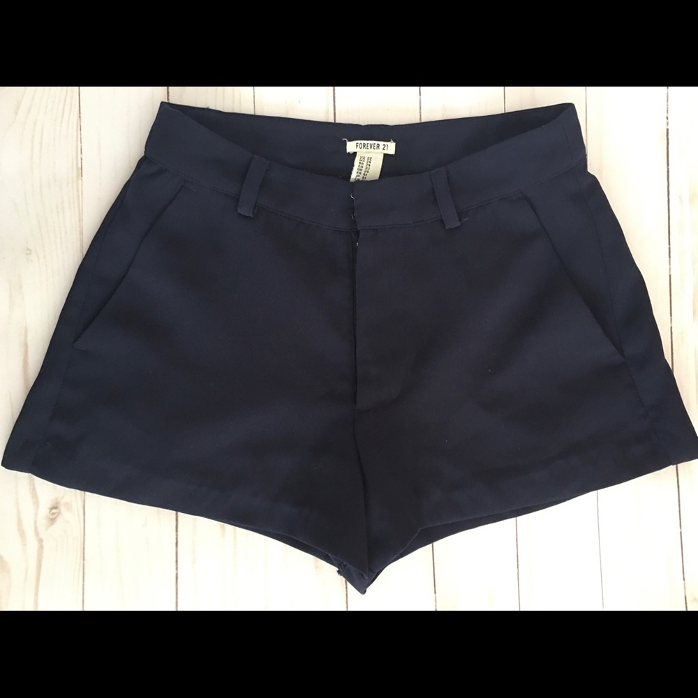 Blue high waist dress shorts